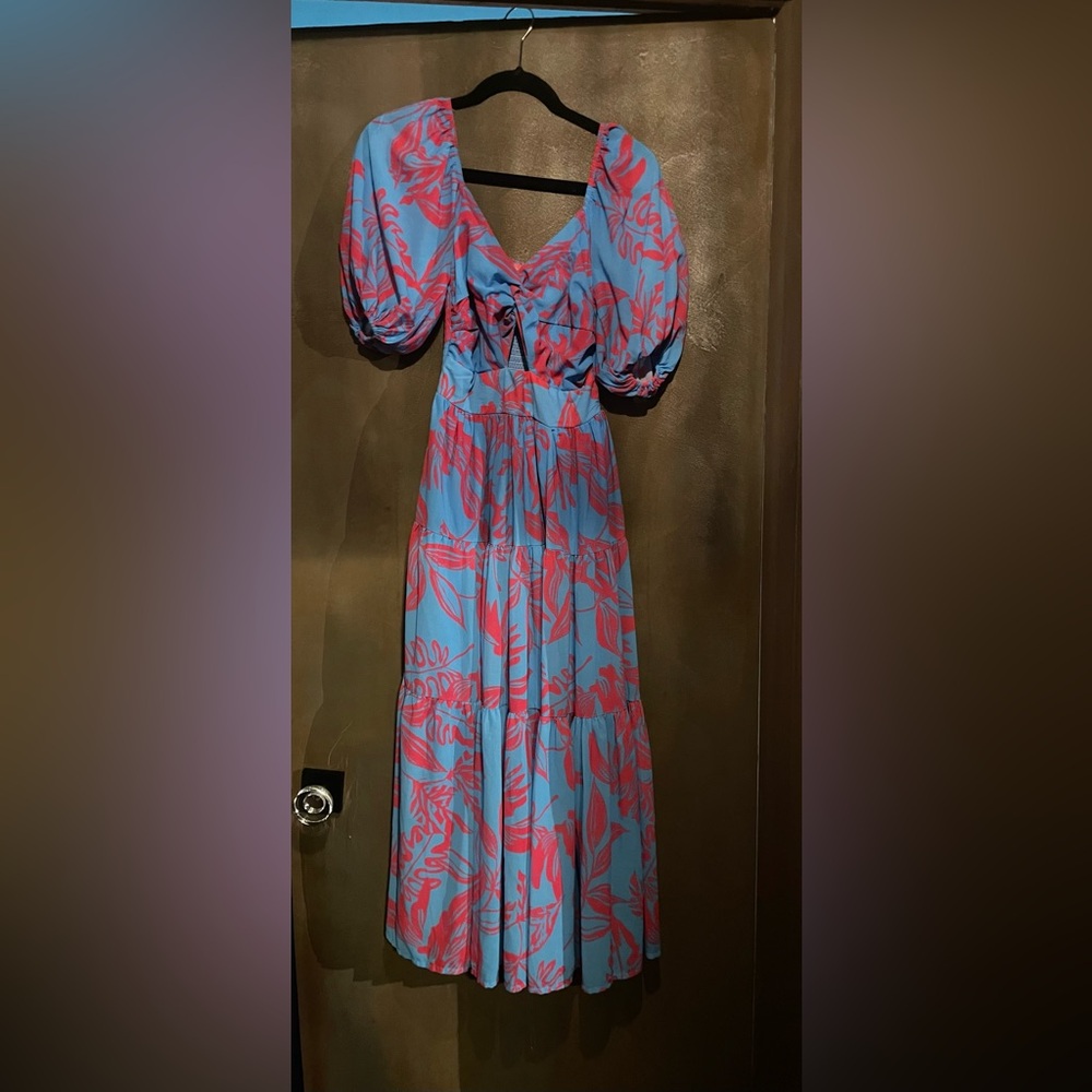 Flying Tomato Vibrant Blue and Red Long Sleeve Dress